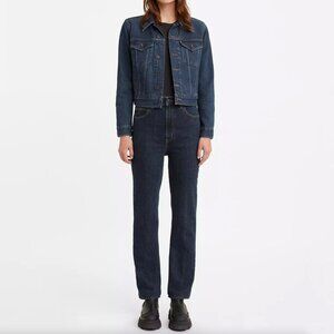 Levi’s Premium 70s High Rise Slim Straight Jeans Sz 28x29 Dark Wash